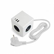 Тройник-удлинитель 3 с/з 3*1мм2+USB A+C 1,5м бел.